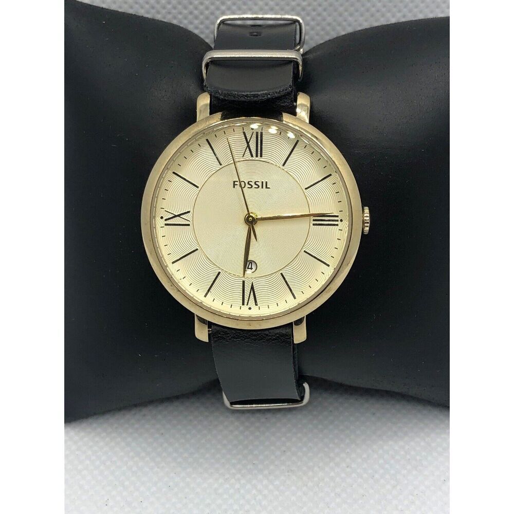 Fossil ES3434 Women's Black Leather Analog Dial Quartz Genuine Wrist Watch LP163